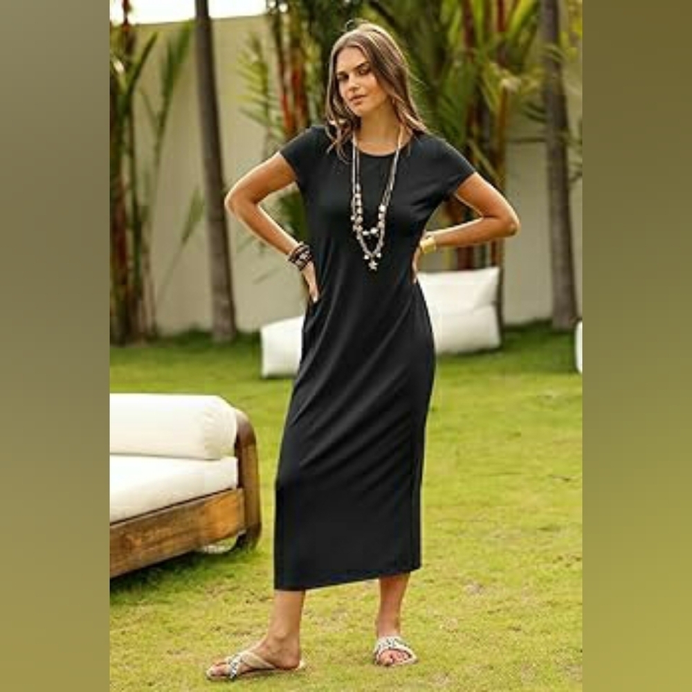 Black Tshirt Dress With Pockets